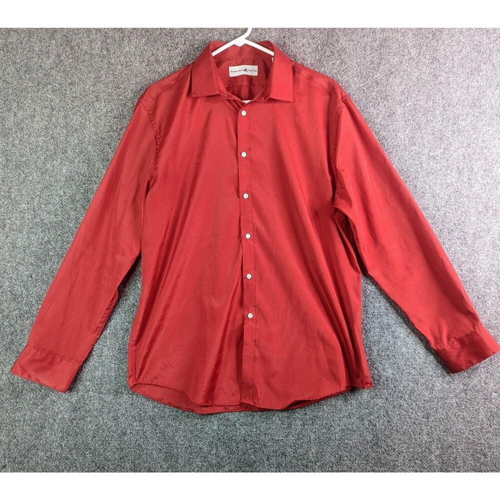 Beverly Hills Polo Club Shirt Mens Large Red Button Up 100% Cotton